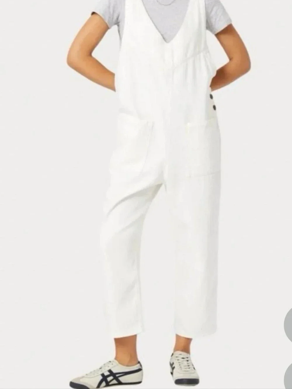 Free People White Dungaree Overalls